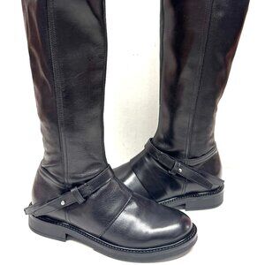 MIZ MOOZ SOFT LEATHER TALL BOOTS SIDE ZIP 37EU BLACK / 7US NEW # Z-180